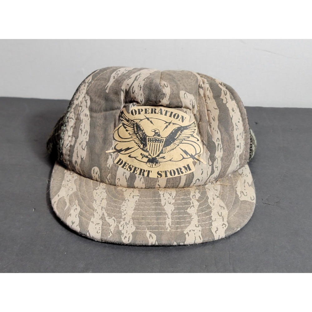 Vintage 1990's Operation Desert Storm Camo Foam/Mesh Trucker Hat Snapback